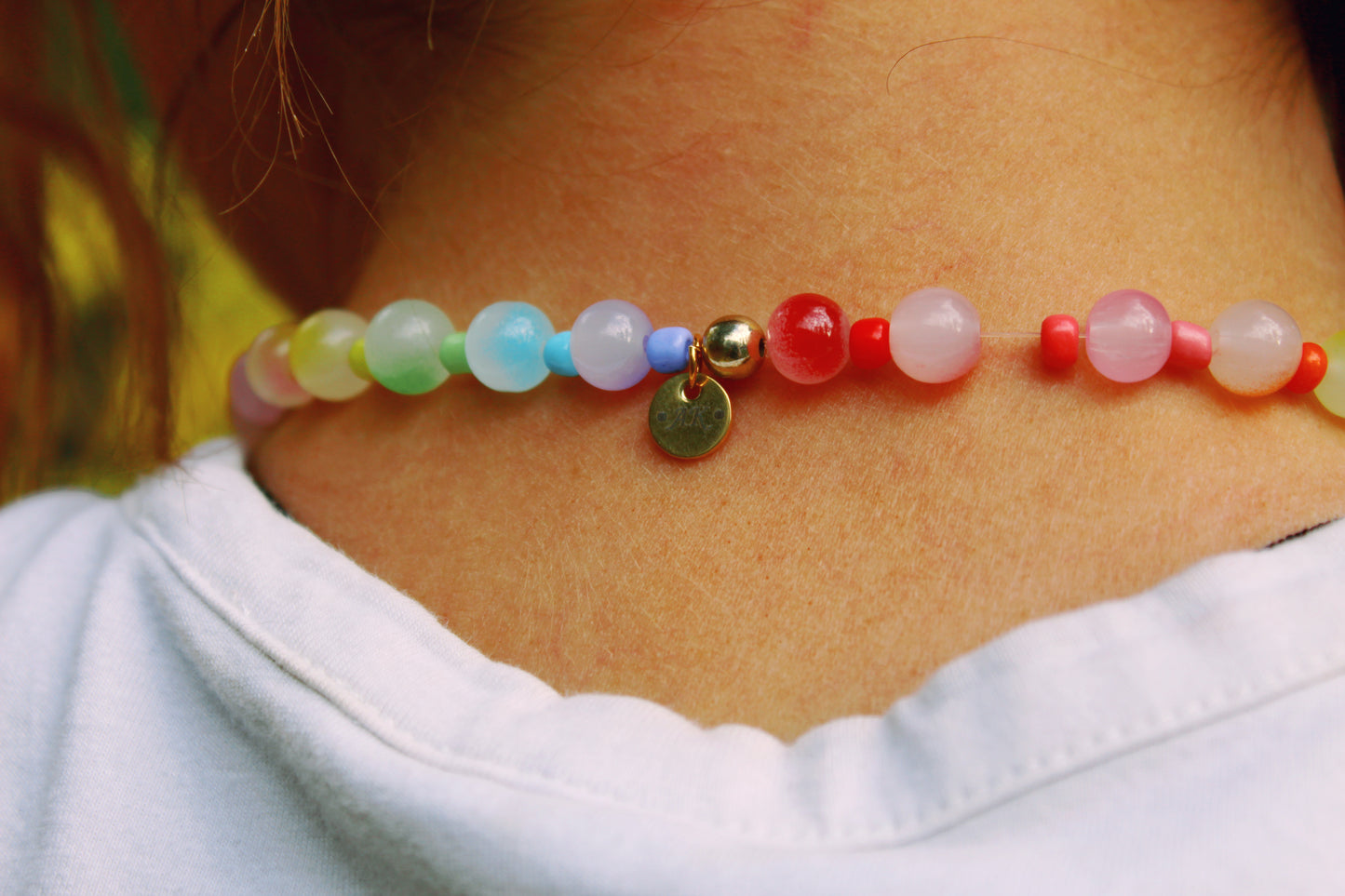 Rainbow Marble necklace gold